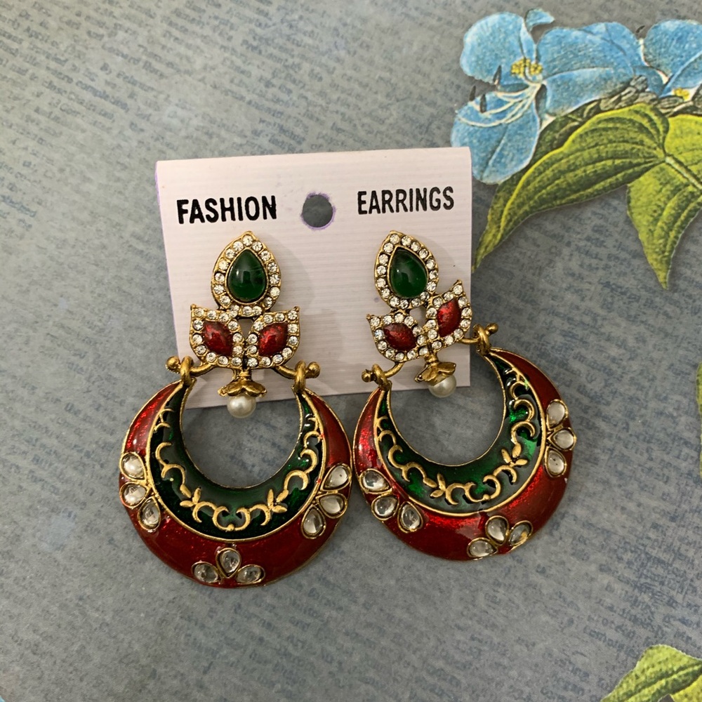 Red and green earrings